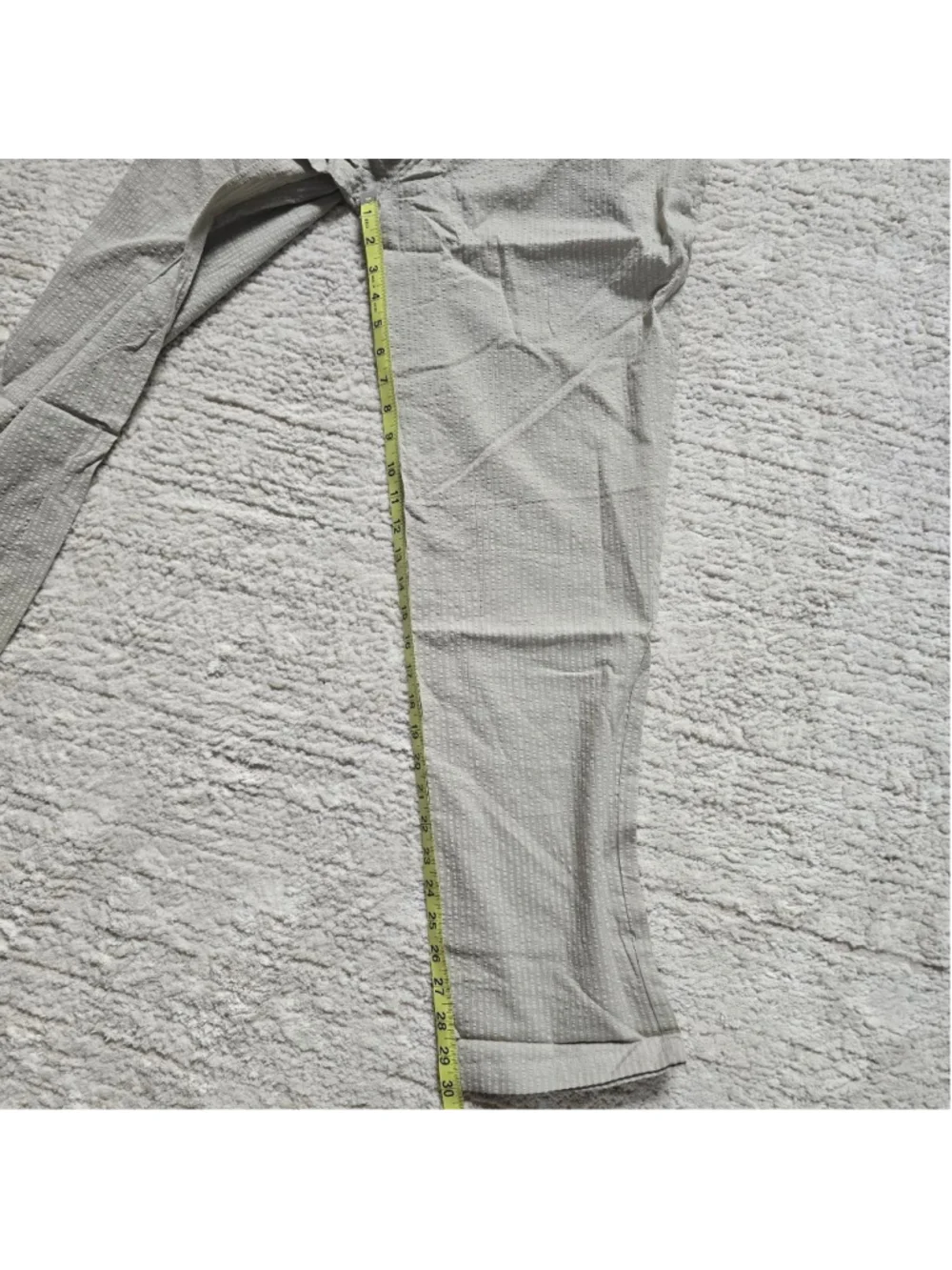 Men's boohooMAN Slim Fit Seersucker Trousers M Light Grey